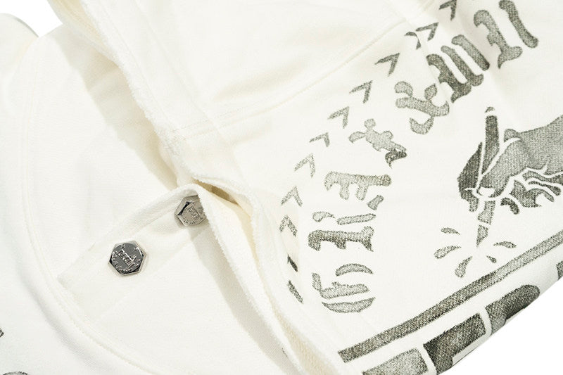 GRAF&WU Vintage Angel Graphic Sleeveless Hoodie | Streetwear Vest