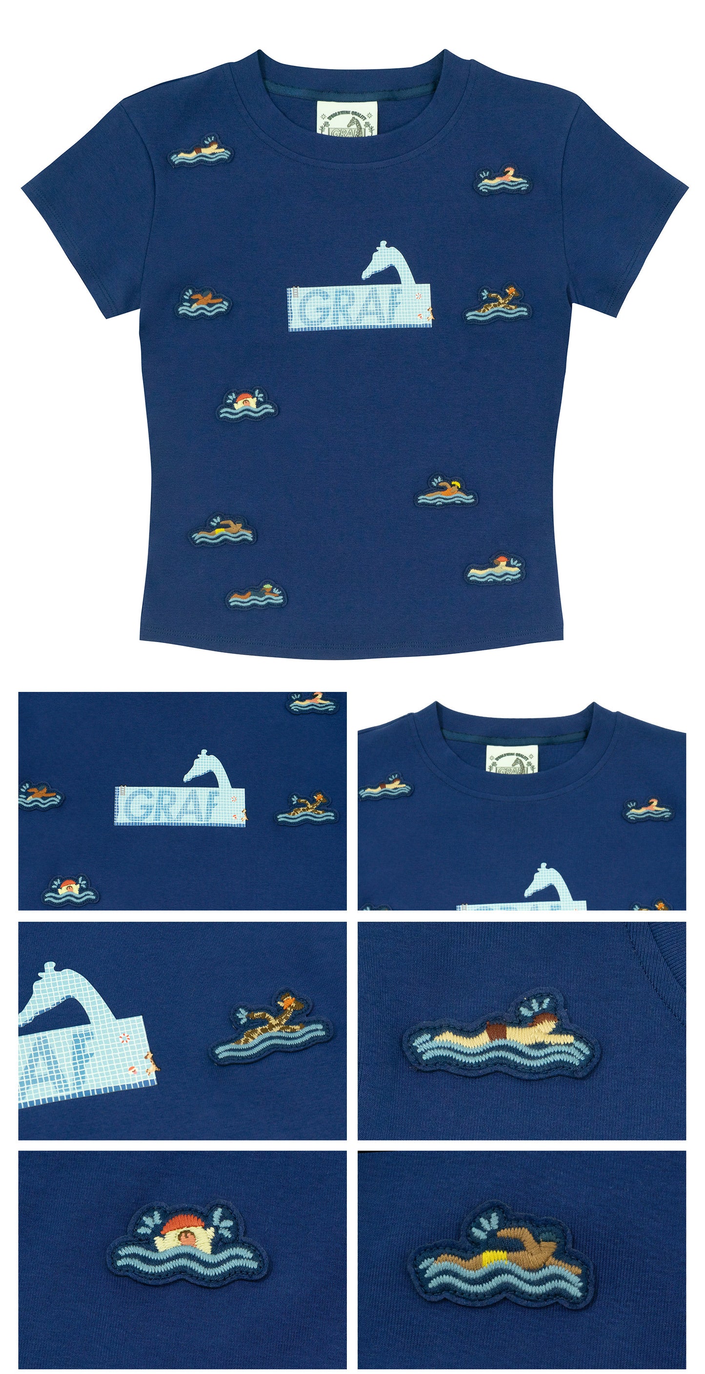 GRAF&WU Y2K Sports Giraffe Mini Embroidered Hot Girls T-Shirt