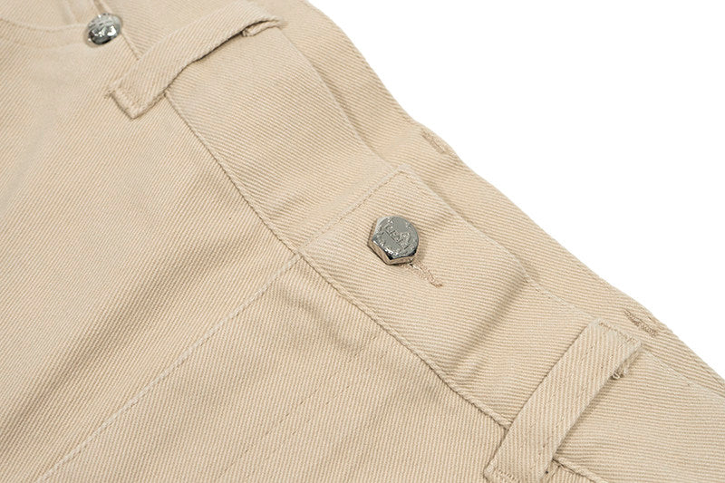GRAF&WU Vintage Distressed Cargo Shorts | Giraffe Floral Canvas