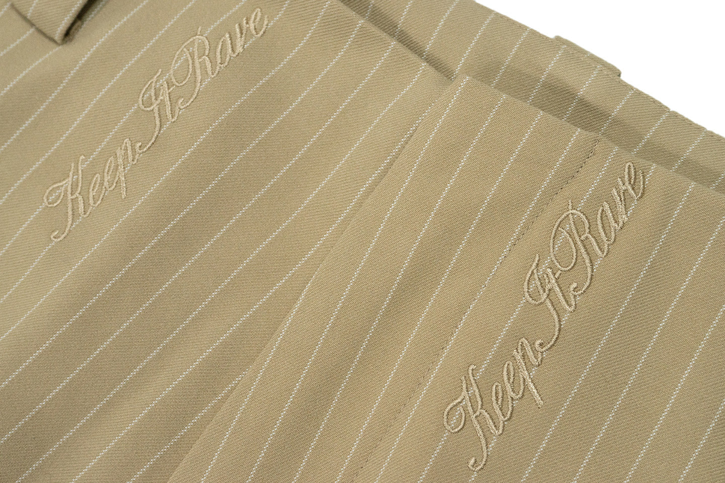 GRAF&WU Khaki Pinstripe Relaxed Fit Casual Trousers Unisex