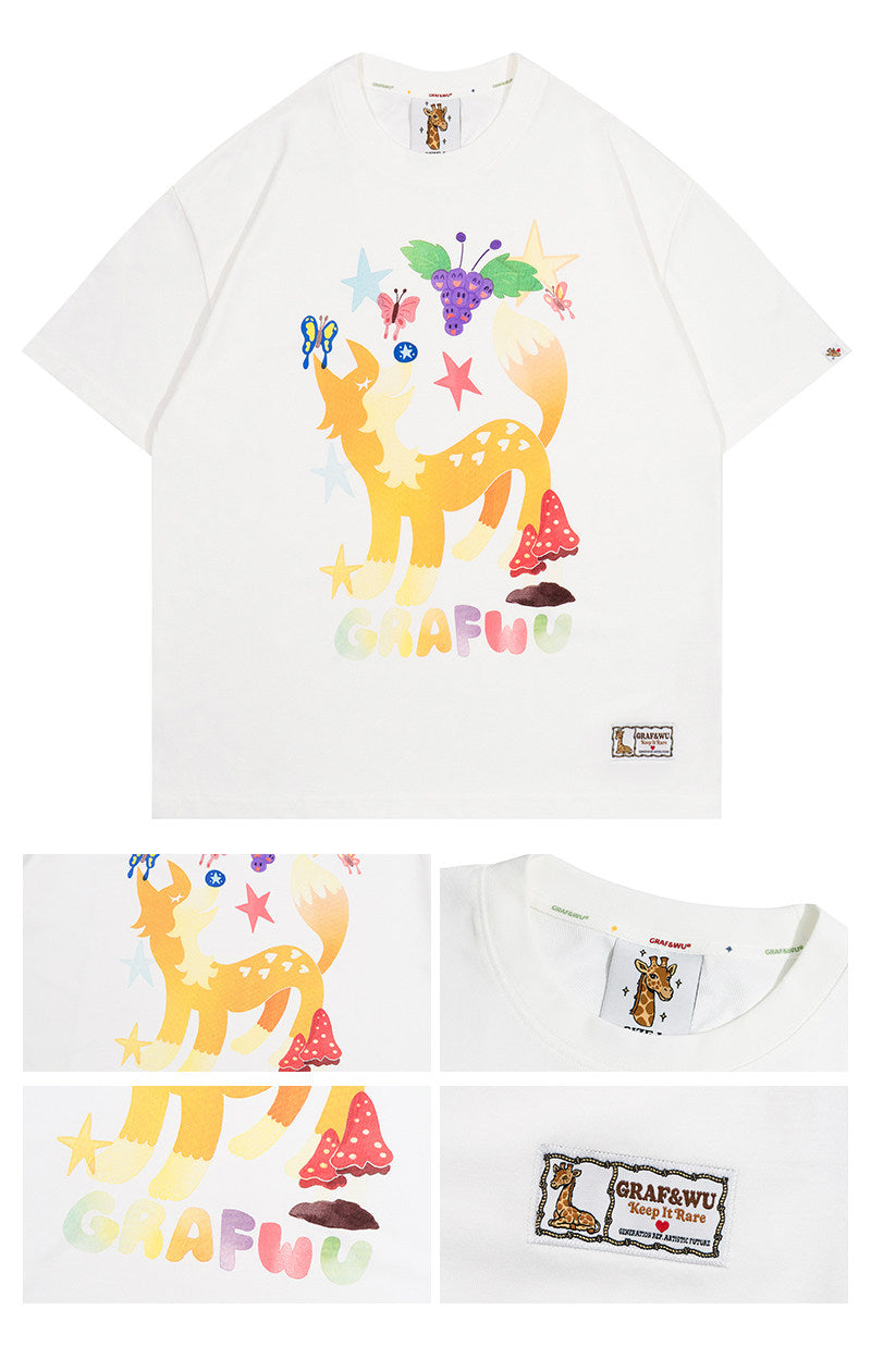 GRAF&WU【Giraffe Fable】Fox and Grapes Story Streetwear Cool Feeling T-Shirt