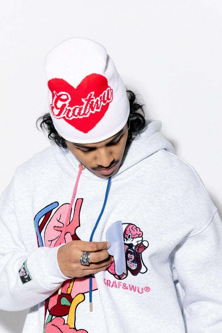 GRAF&WU Sweet Anatomy Cute Ghost Velcro Plush Pink Viscera Fleece Hoodie