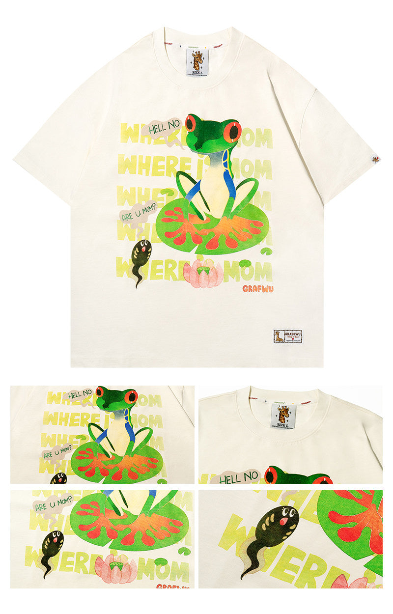 GRAF&WU Giraffe Fable Tadpoles Find Their Original Home Thin Cool Feeling Fabric T-Shirt