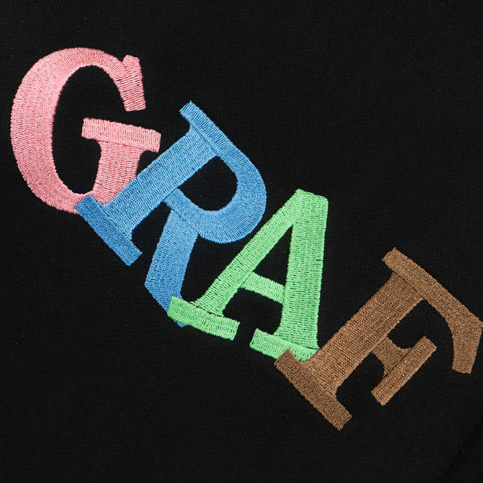 GRAF&WU Colorblock Waist Lucky Goddess Embroidery Oversized Sweatpants