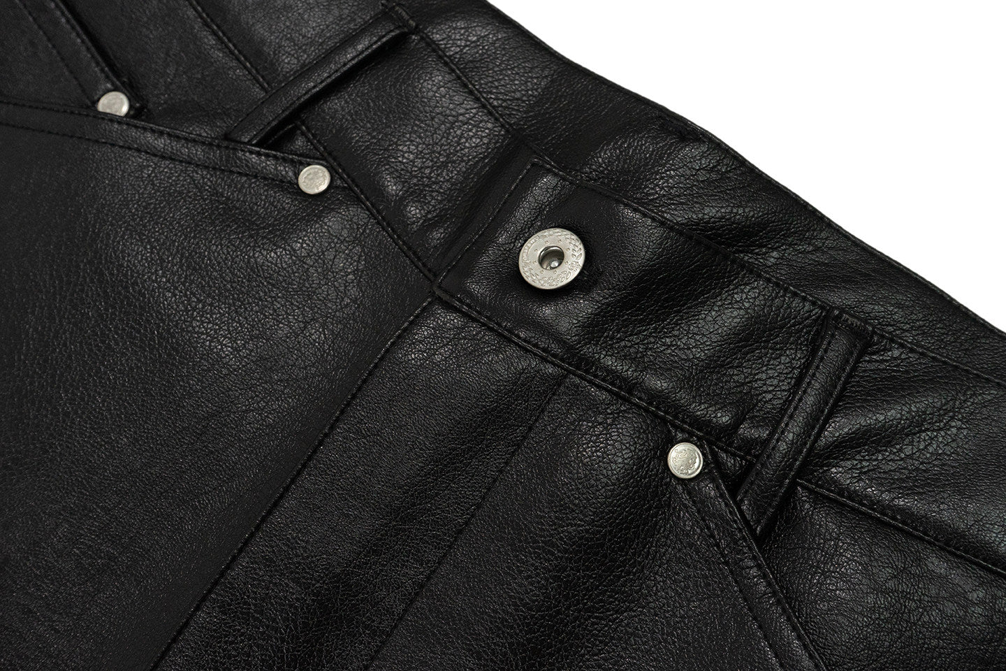 GRAF&WU Fashion AK Angel Black Warrior PU Leather Lumberjack Pants