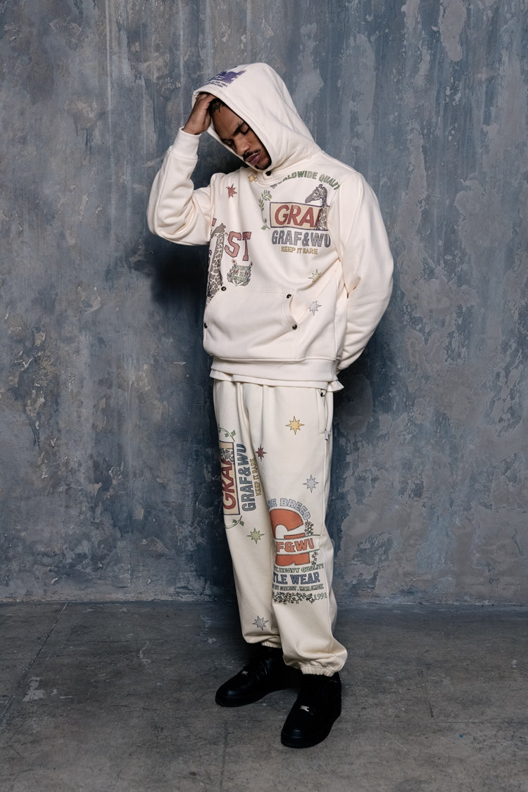 GRAF&WU Peace Dove Giraffe Flower Brass Button Fleece Hoodie