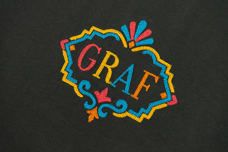 GRAF&WU Coil Retro Embroidery Nepalese Decorative Style Logo T-Shirts