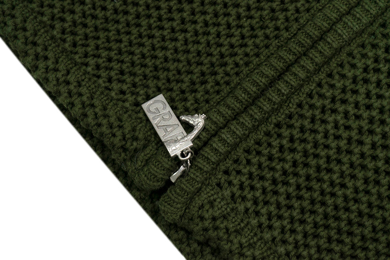 GRAF&WU Trust In GRAF Floral Embroidered Openwork Loose Hooded Zip-up Knit Sweater