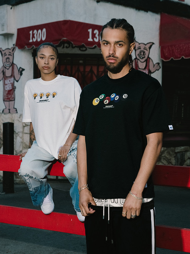 GRAF&WU Colorful Billiards Element Printed Streetwear T-shirt