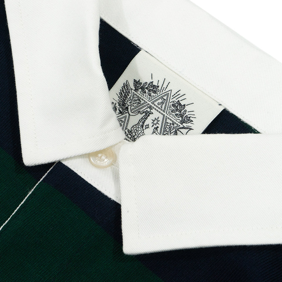 GRAF&WU Striped Polo Collar Rugby Style Design Long Sleeves Shirt