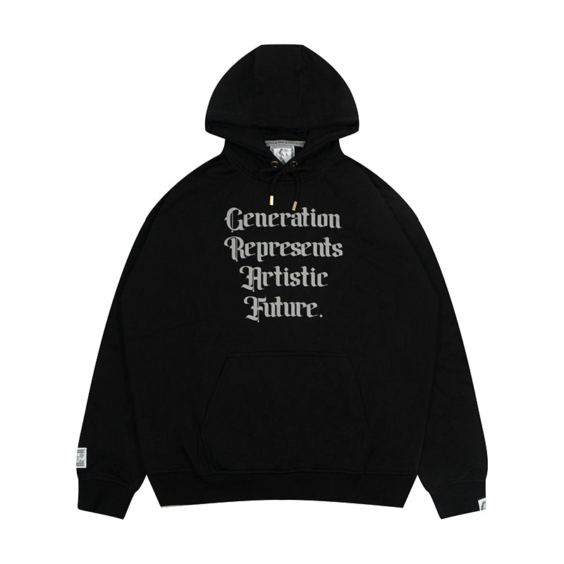 GRAF&WU Brand Letter Fleece Loose Streetwear Hoodie