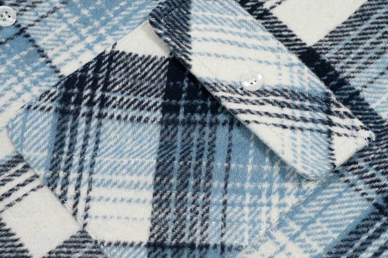 GRAF&WU Porcelain Blue Embroidered Deer Streetwear Loose Thick Shirt