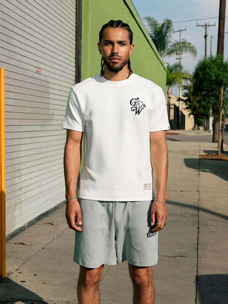 GRAF&WU 3D Embroidered Simple Casual Streetwear Fashion Summer T-shirt