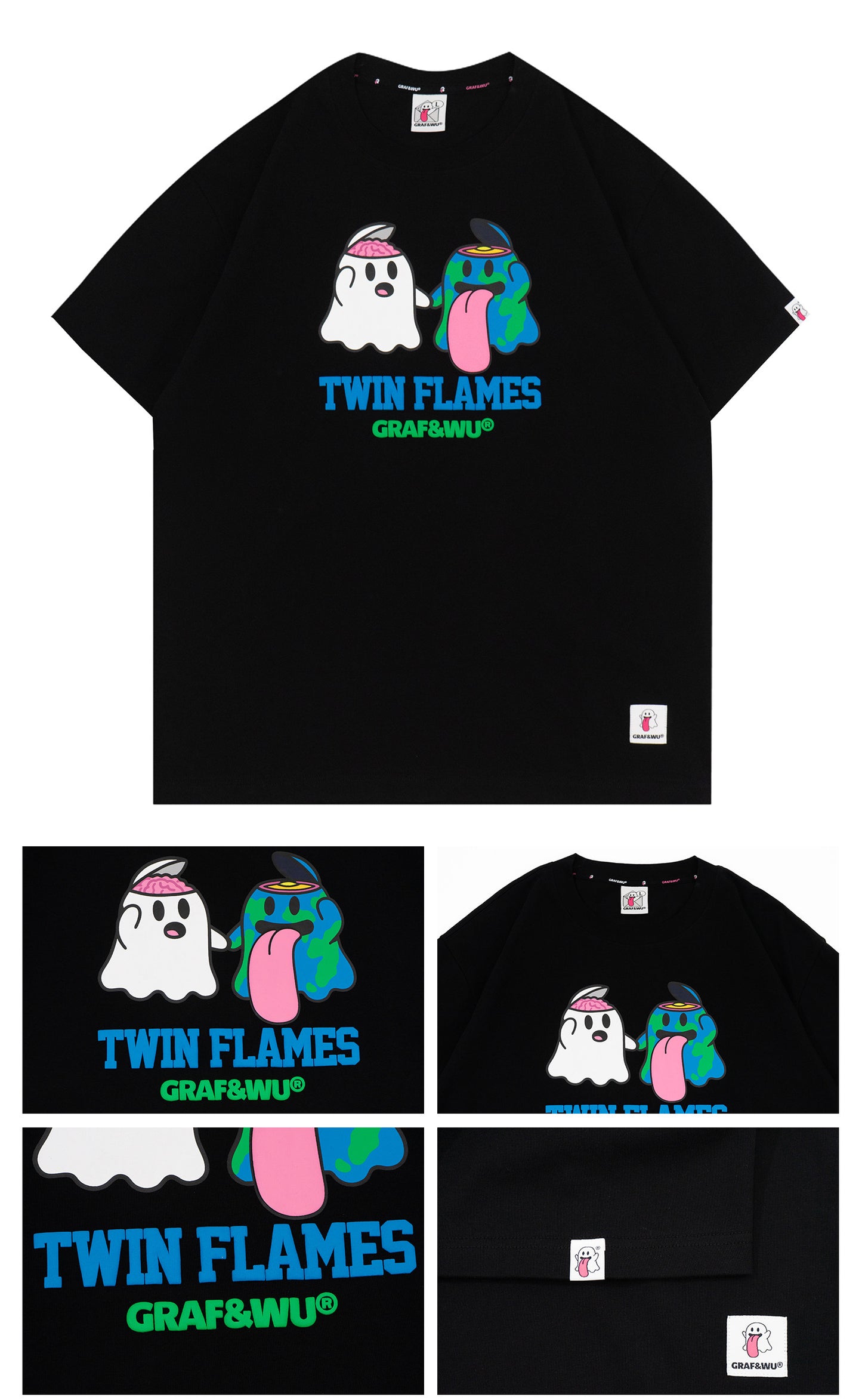 GRAF&WU TwinFlames Soul Mirror Ghost Couple T-Shirt