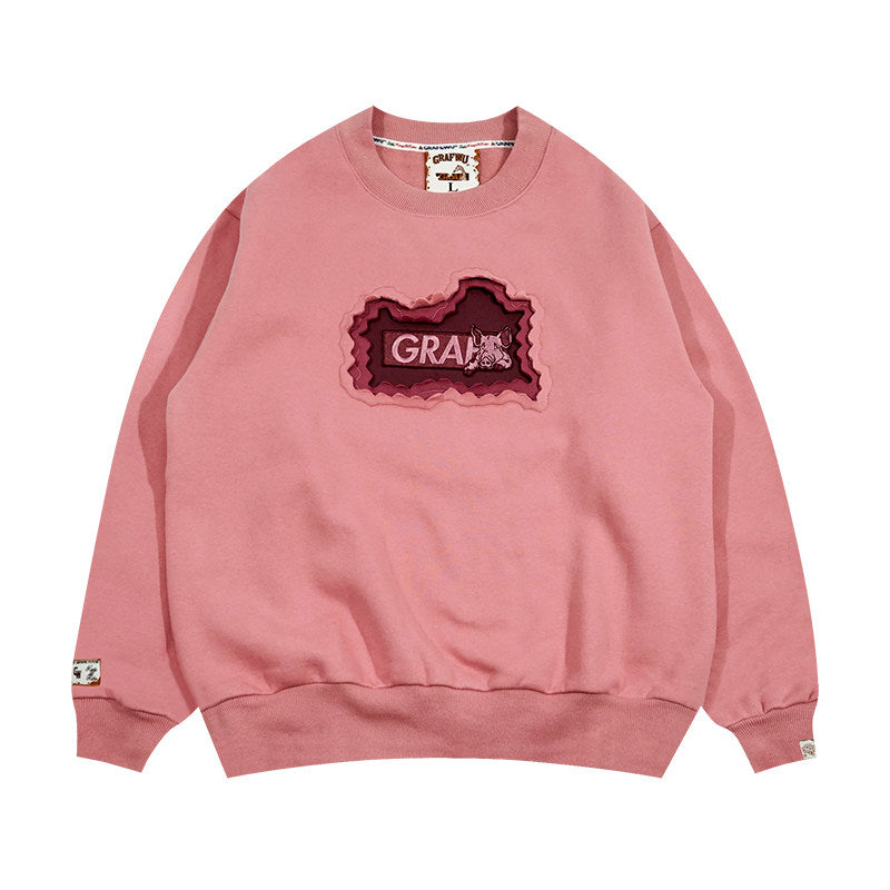 GRAF&WU Classic Erosion 2.0 3D Design Casual Fleece Crew Neck Sweatshirt