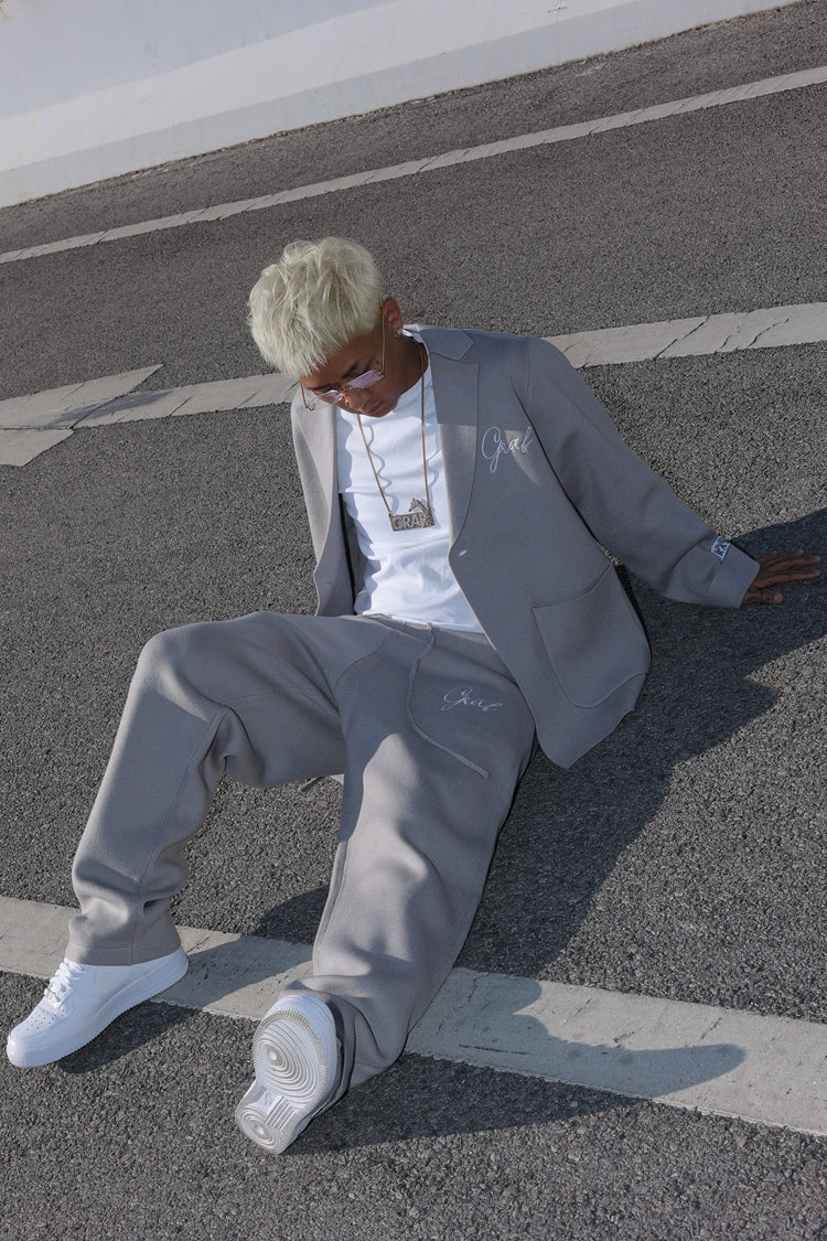 GRAF&WU Jacket Streetwear Brand Embroidered Knitted Suit Coat