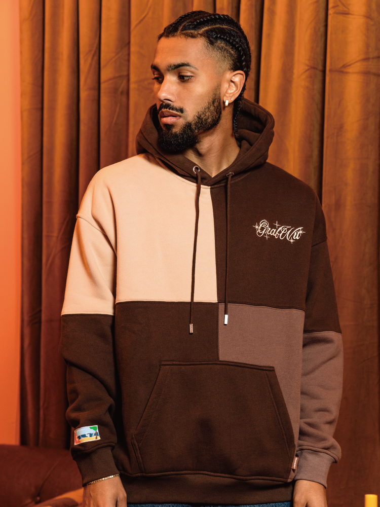 GRAF&WU Letters Embroidered Fashion Design Oversize Fleece Hoodie