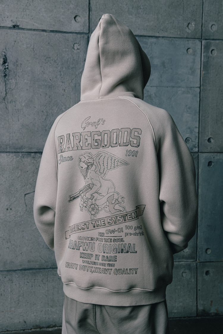 GRAF&WU Vintage AK47 Angel Barn Thick Fleece Zip-up Hoodie