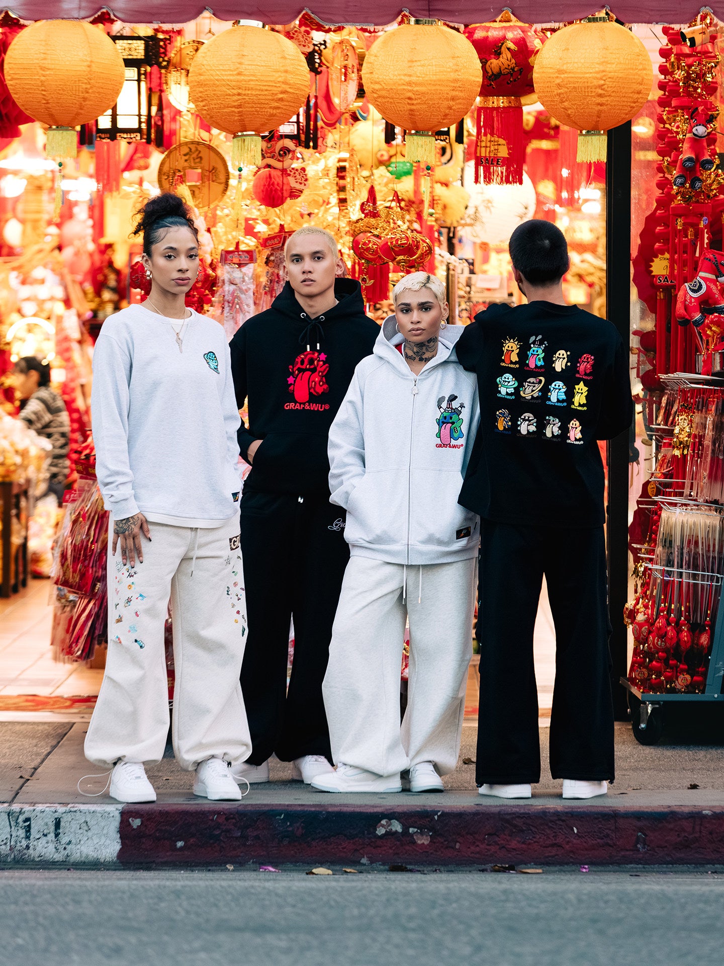 GRAF&WU Solar System Planet Cute Ghost Embroidered Zip-up Hoodie