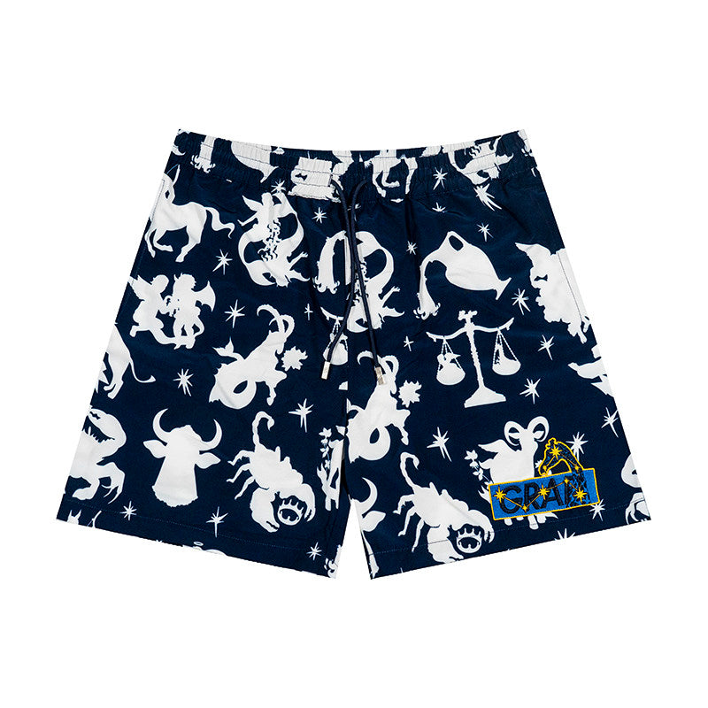 GRAF&WU 12 Zodiac Signs Silhouette Astrology Universe Streetwear Cool Feeling Shorts