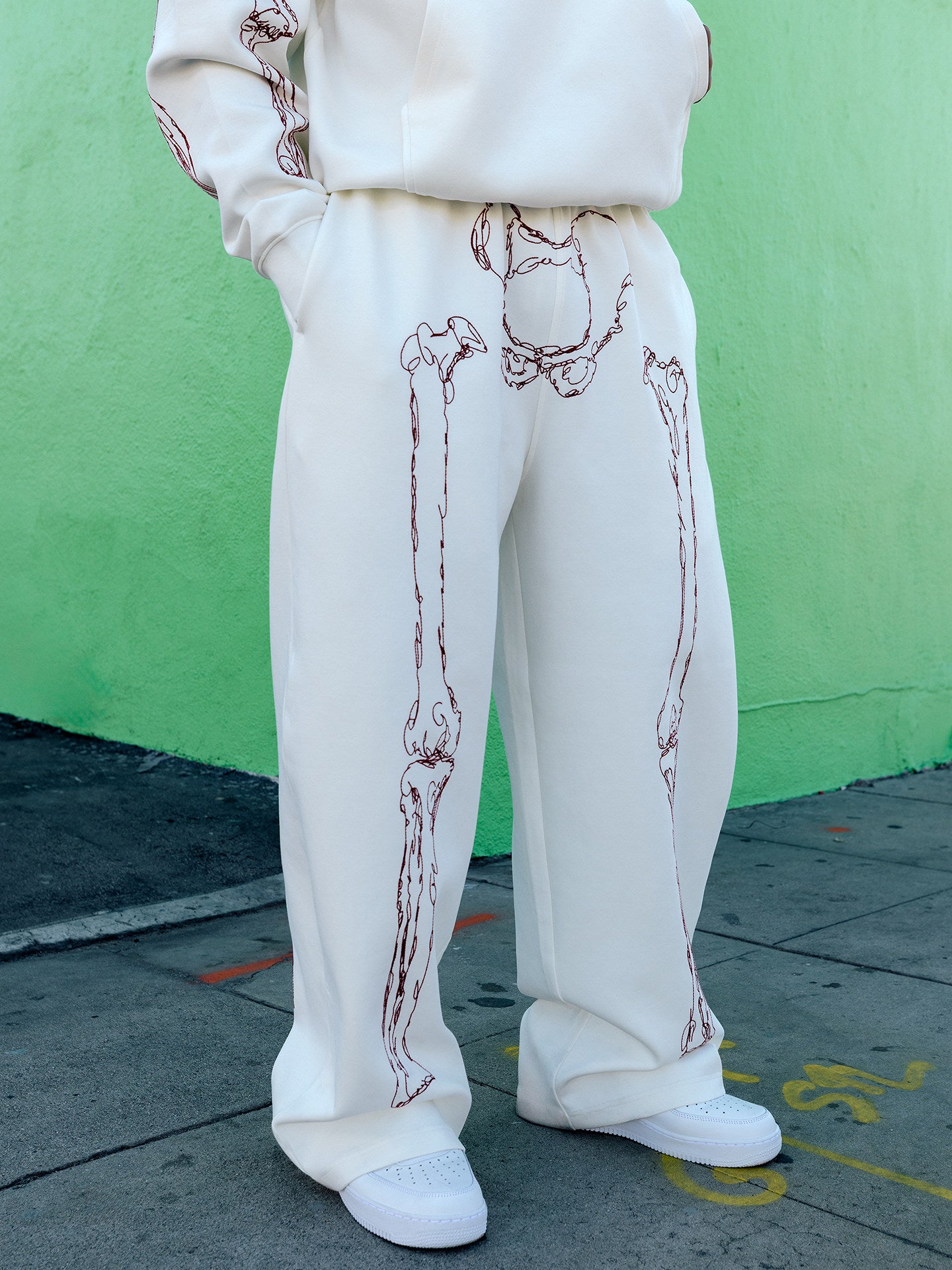 GRAF&WU Skeletal Leg Bone Graphic Print Streetwear Joggers