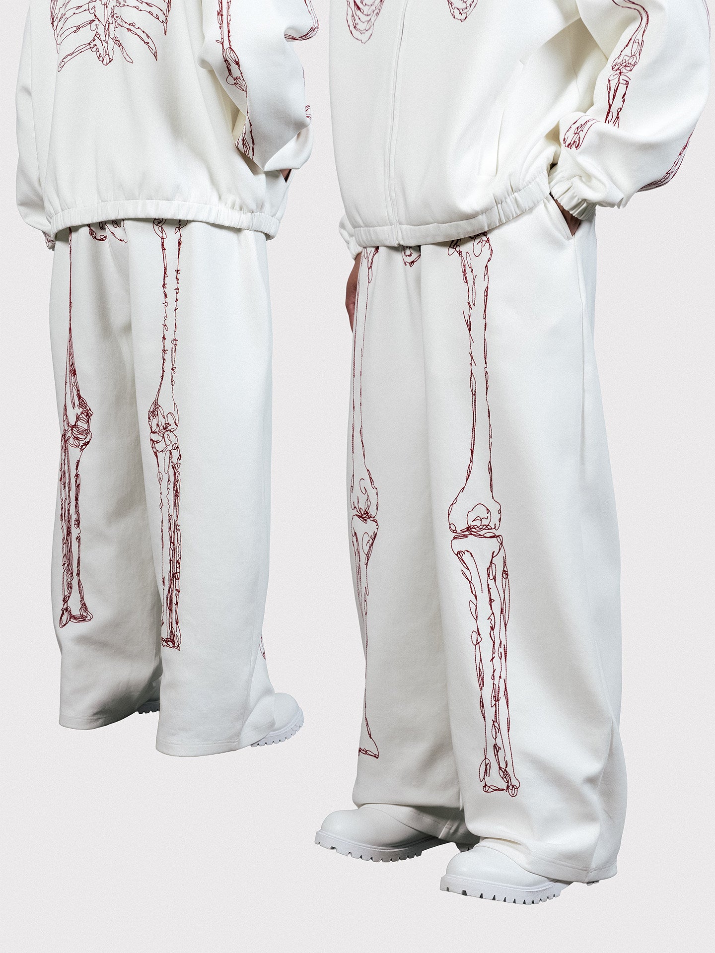 GRAF&WU Rib Cage Skeletal Hand Embroidery Zip-Up Jacket