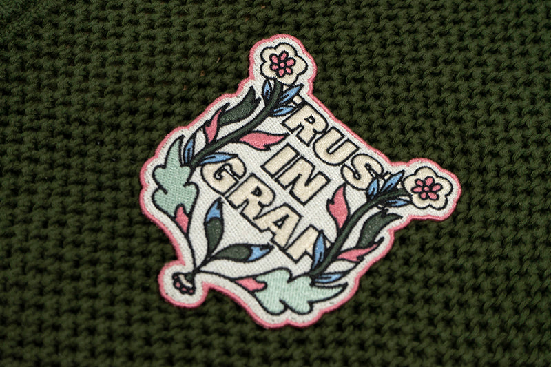 GRAF&WU Trust In GRAF Floral Embroidered Openwork Loose Hooded Zip-up Knit Sweater