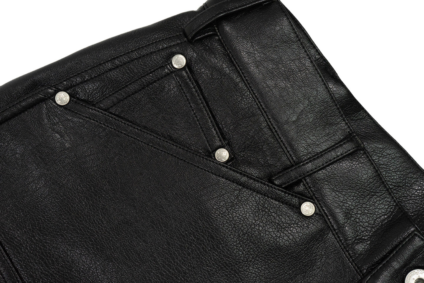 GRAF&WU Fashion AK Angel Black Warrior PU Leather Lumberjack Pants