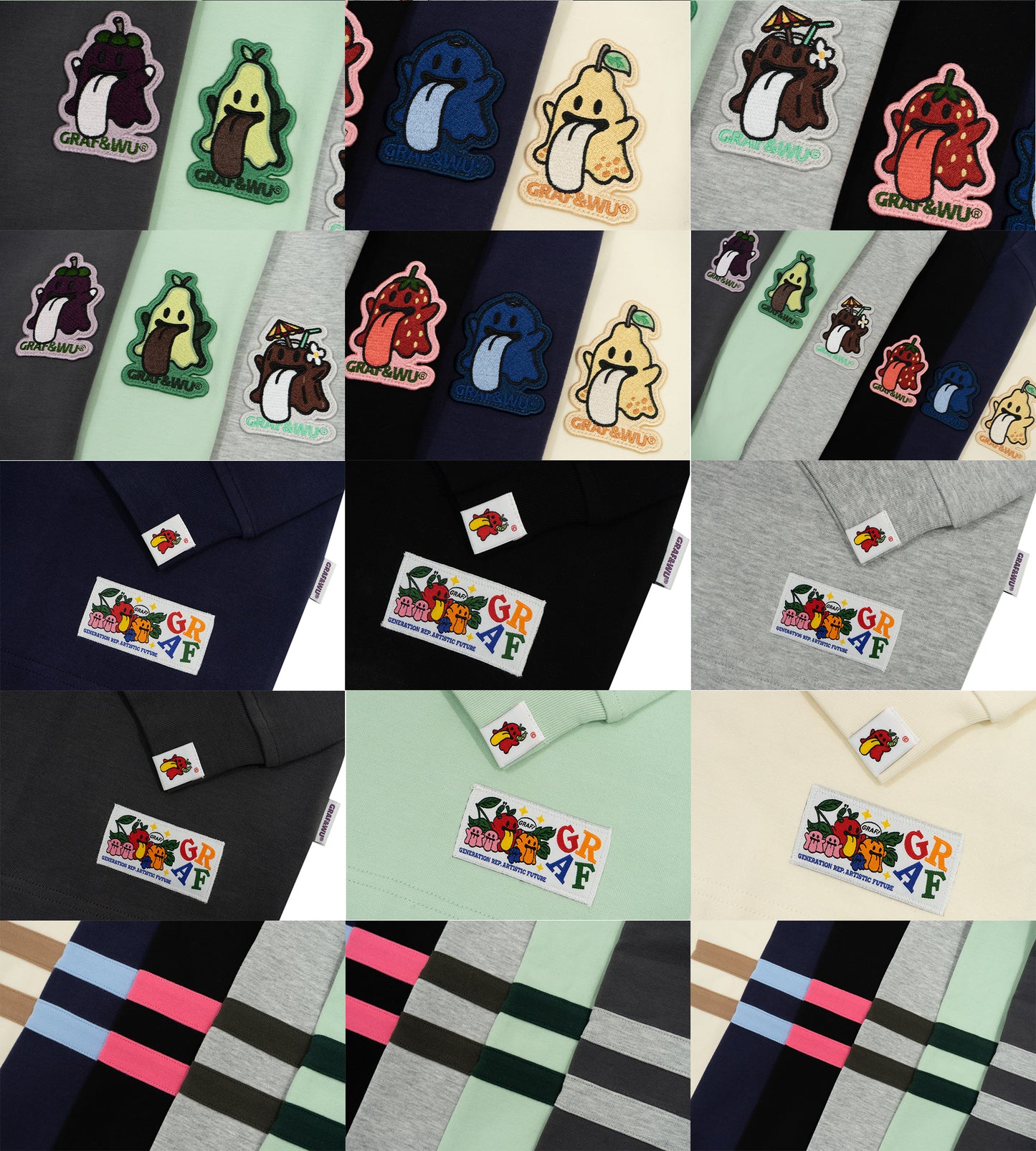 GRAF&WU Fruit Cute Ghost Embroidery long-sleeve Shirt