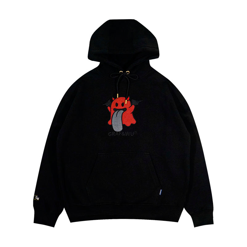 GRAF&WU BooGhost "Angel & Demon" Cute Loose-Fit Fleece American Sweatshirt Hoodie