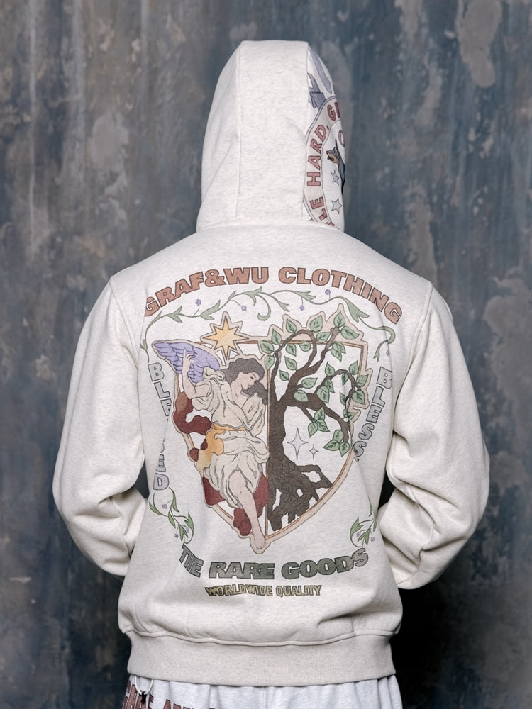 GRAF&WU AK47 Angel Goddess Blessing Floral Fleece Hoodie