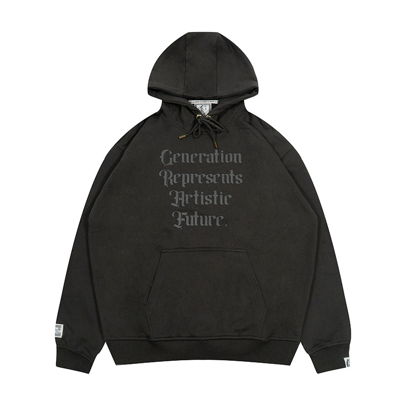 GRAF&WU Brand Letter Fleece Loose Streetwear Hoodie