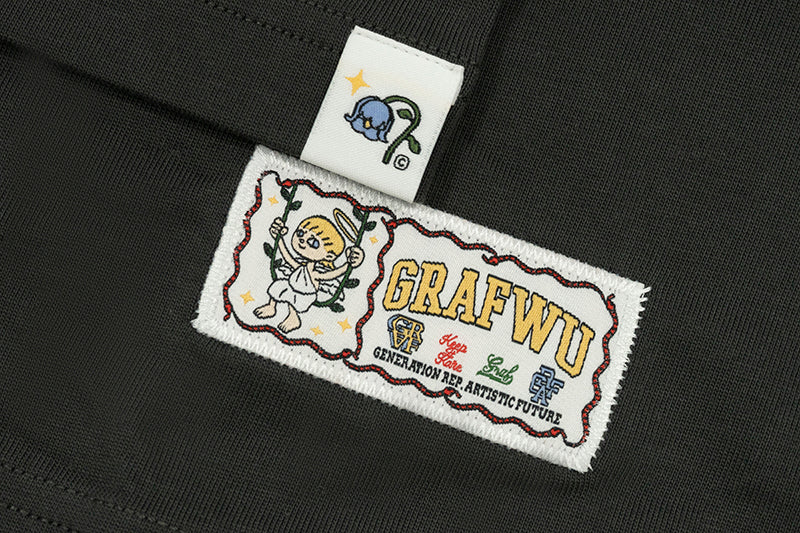 GRAF&WU Coil Retro Embroidery Nepalese Decorative Style Logo T-Shirts