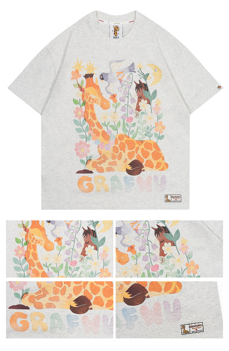 GRAF&WU Giraffe Fable Calling A Deer A Horse Cool Touch Fabric T-shirt