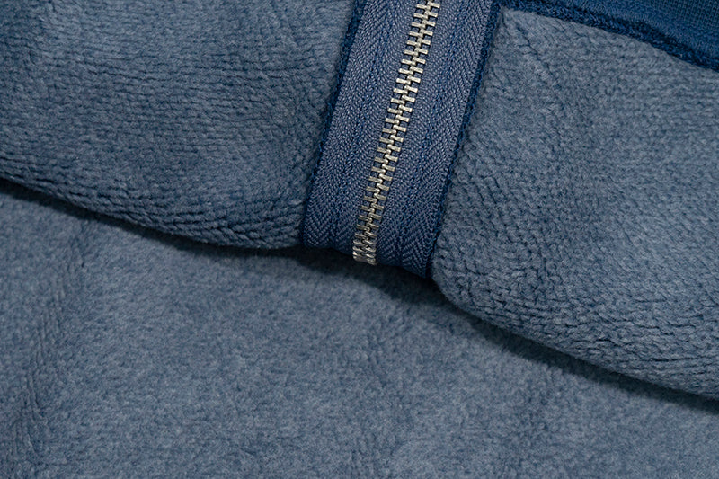 GRAF&WU Zip-up Hoodie Metal Deer Emblem Thick Fleece Cardigan