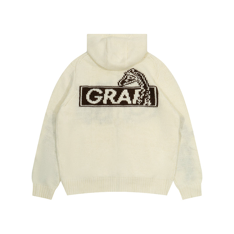 GRAF&WU Giraffe Logo Sweater Knit Zip-Up Coat - Premium Streetwear