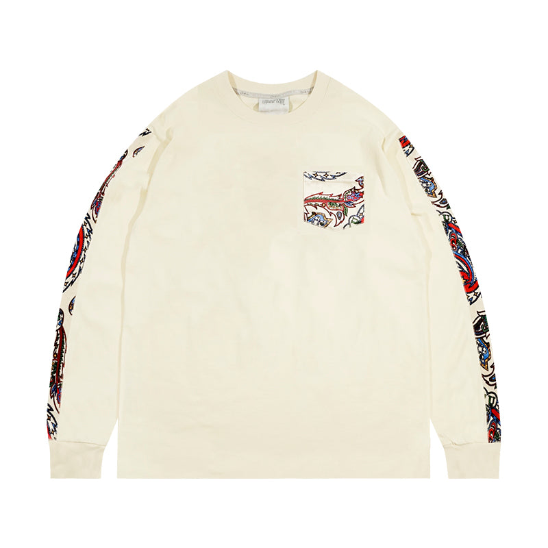 GRAF&WU Paisley Velvet Patchwork Pattern Long-Sleeve Shirt