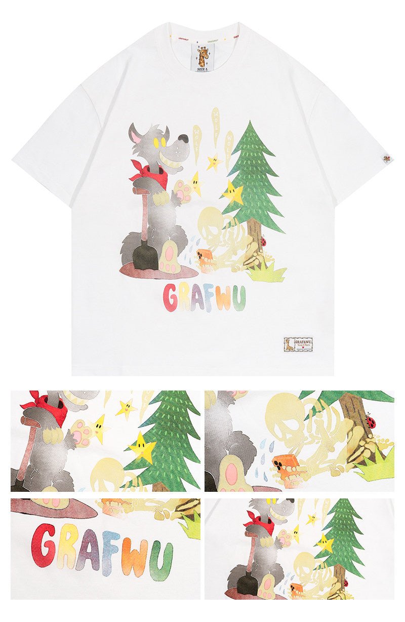 GRAF&WU【Giraffe Fable】Wolf Coming StreetWear Cool Feeling T-Shirt