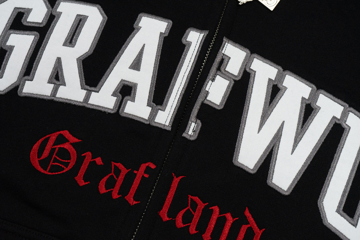 GRAF&WU Knight Print Oversized Streetwear Retro Zip Up Hoodie