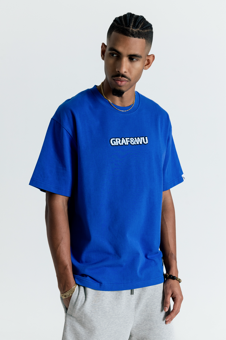 GRAF&WU Embroidered Letter Graphic Tee 100% Cotton Streetwear