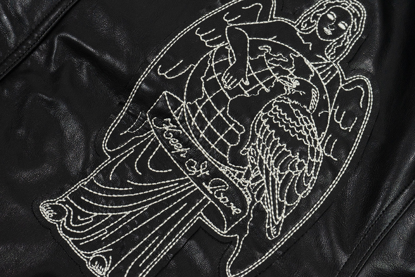 GRAF&WU World Is Yours Victory Goddess Motorcycle Retro Leather Jacket