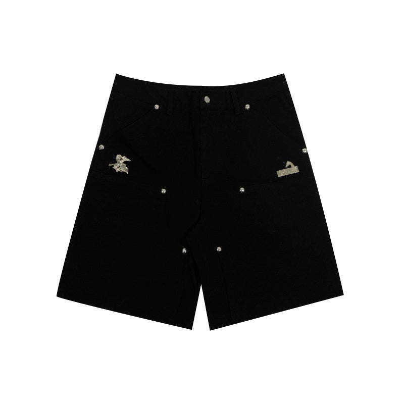 GRAF&WU Tough Guy AK47 Angel Giraffe Metal Logo Thick Lumberjack Shorts