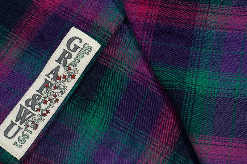 GRAF&WU Plaid Angel Football Embroidery Street Loose Brushed Shirt