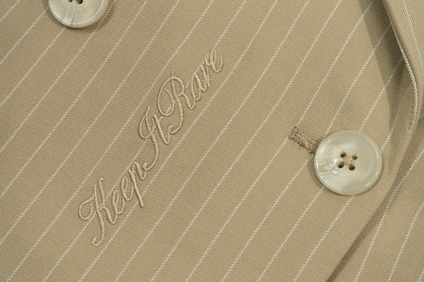 GRAFWU Oversized Pinstripe Double-Breasted Blazer Unisex Neutral Tone Suit