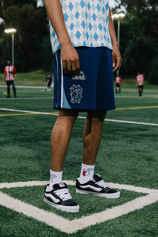 GRAF&WU Football Club Blokecore Angel Devil Floral Embroidered Fashion Shorts