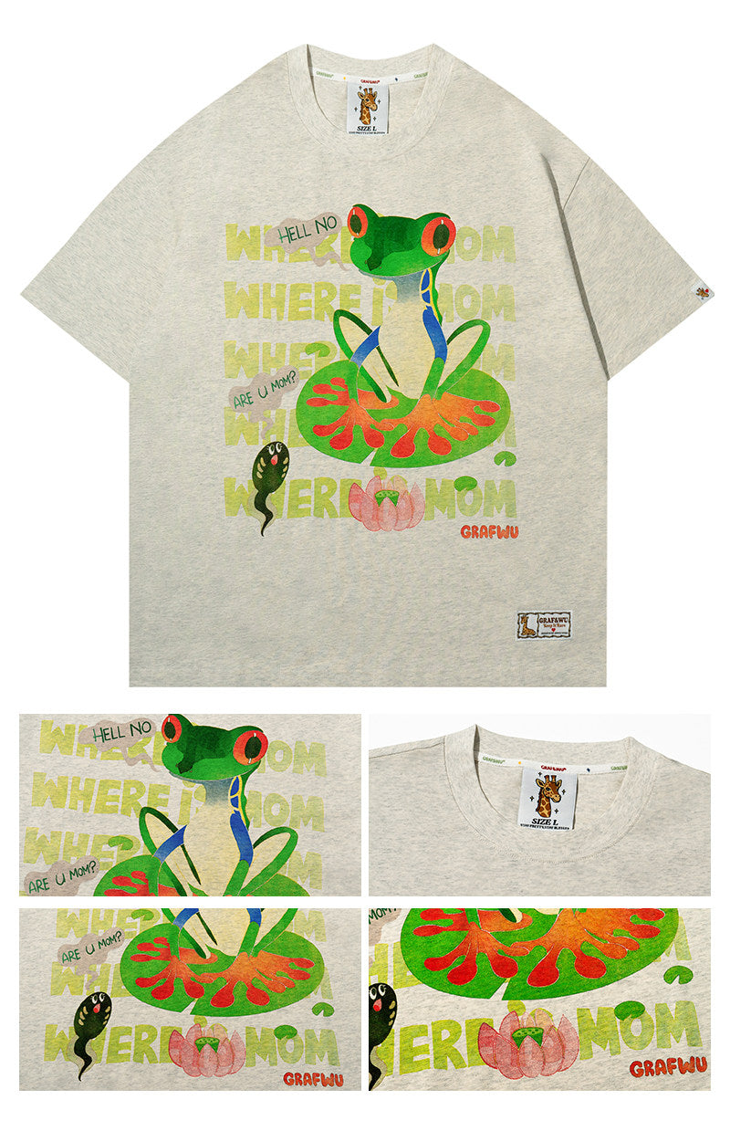 GRAF&WU Giraffe Fable Tadpoles Find Their Original Home Thin Cool Feeling Fabric T-Shirt