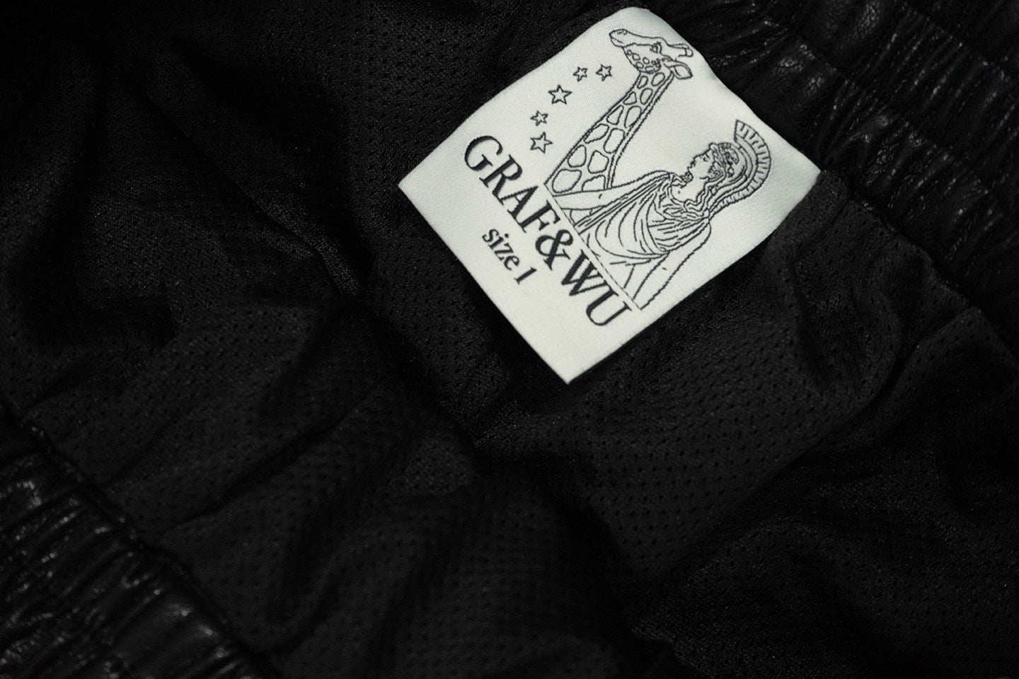 GRAF&WU Retro Patchwork Style Black Warrior Sports Leather Pants