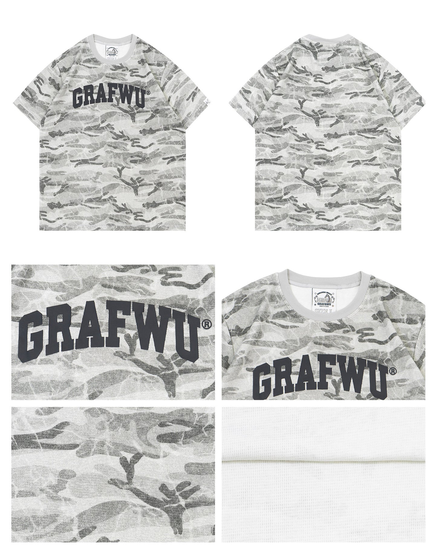 GRAF&WU Mini Floral Leopard Camouflage Print Cotton T-shirt