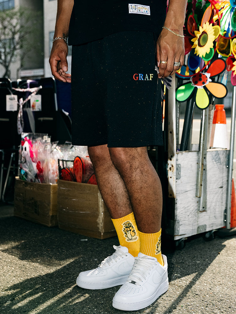 GRAF&WU Colorful Letter Embroidered Cozy Athletic Casual Shorts