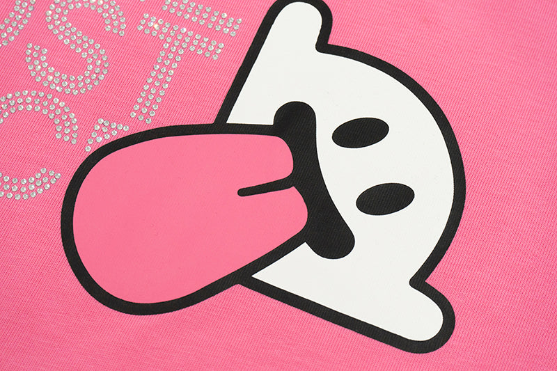 GRAFWU BooGhost Face Rhinestone Decoration T-shirts
